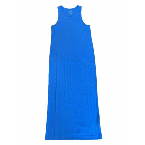 COS Tube Maxi Dress Large Blue Sleeveless Bodycon Fitted Stretch Round Neck NEW - Picture 1 of 4